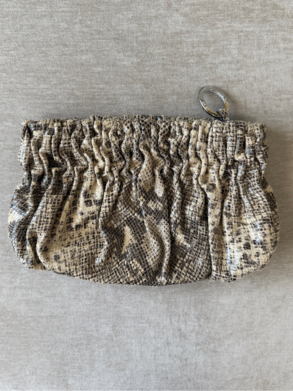 Michael Kors Ruched Snake-Print Clutch in Beige and Brown - Picture 4 of 8